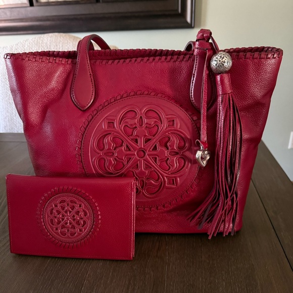 Brighton Handbags - Brighton Ferrara Gabriella Red Medallion Tassel Tote & Wallet for Valentines Day